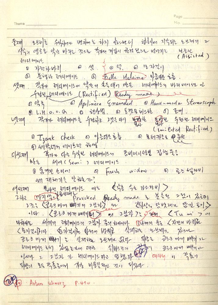 1980년 석사 논문 작성 공책