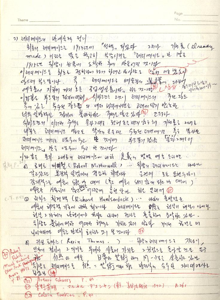 1980년 석사 논문 작성 공책
