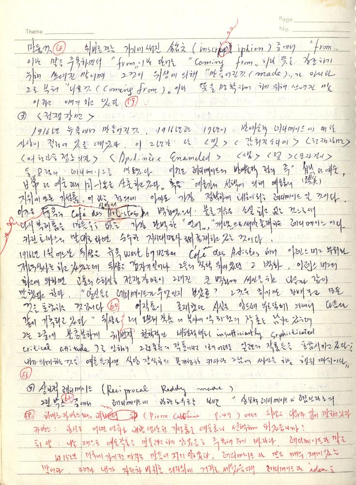 1980년 석사 논문 작성 공책