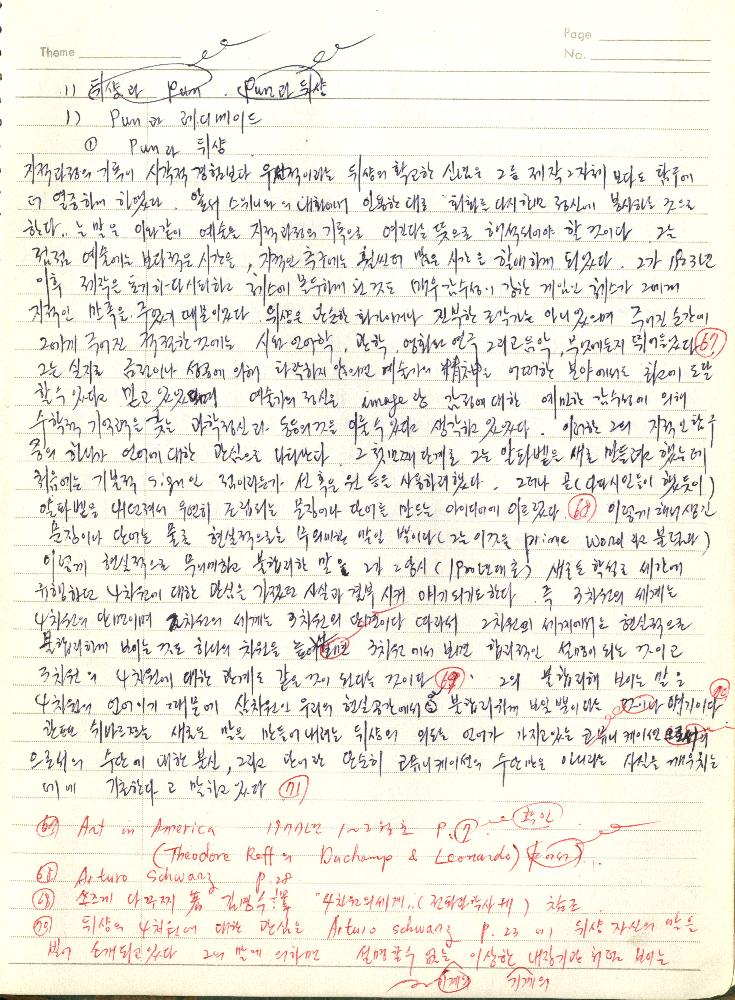 1980년 석사 논문 작성 공책