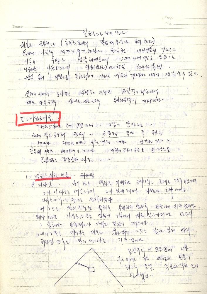 1980년 석사 논문 작성 공책