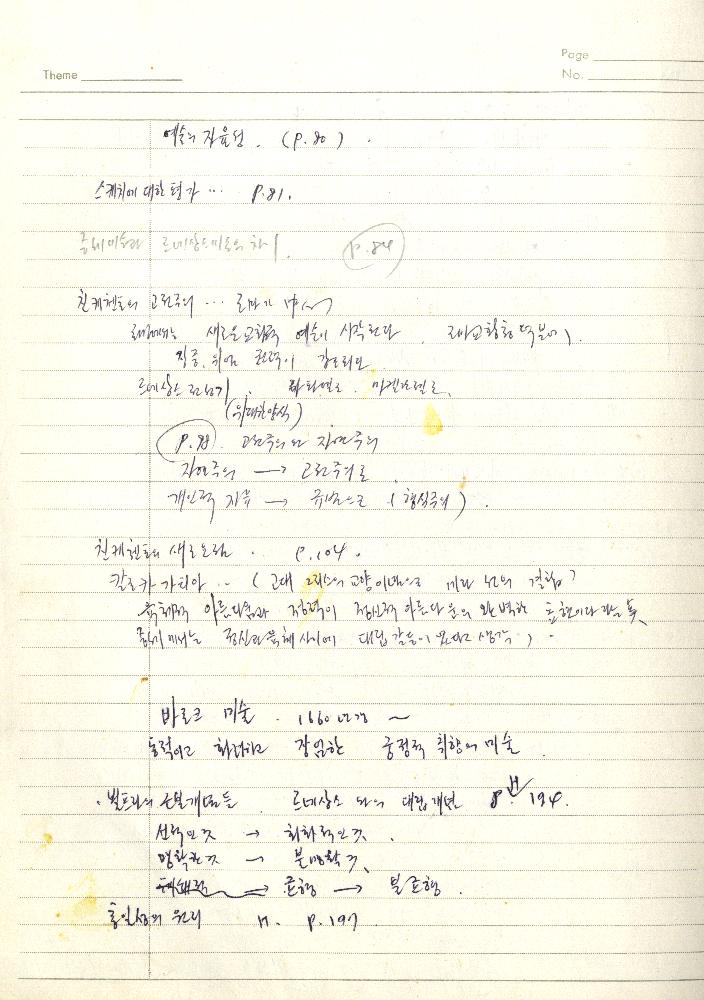 1980년 석사 논문 작성 공책