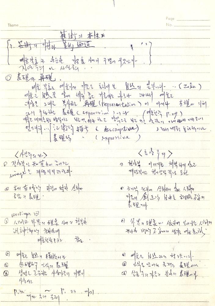 1980년 석사 논문 작성 공책