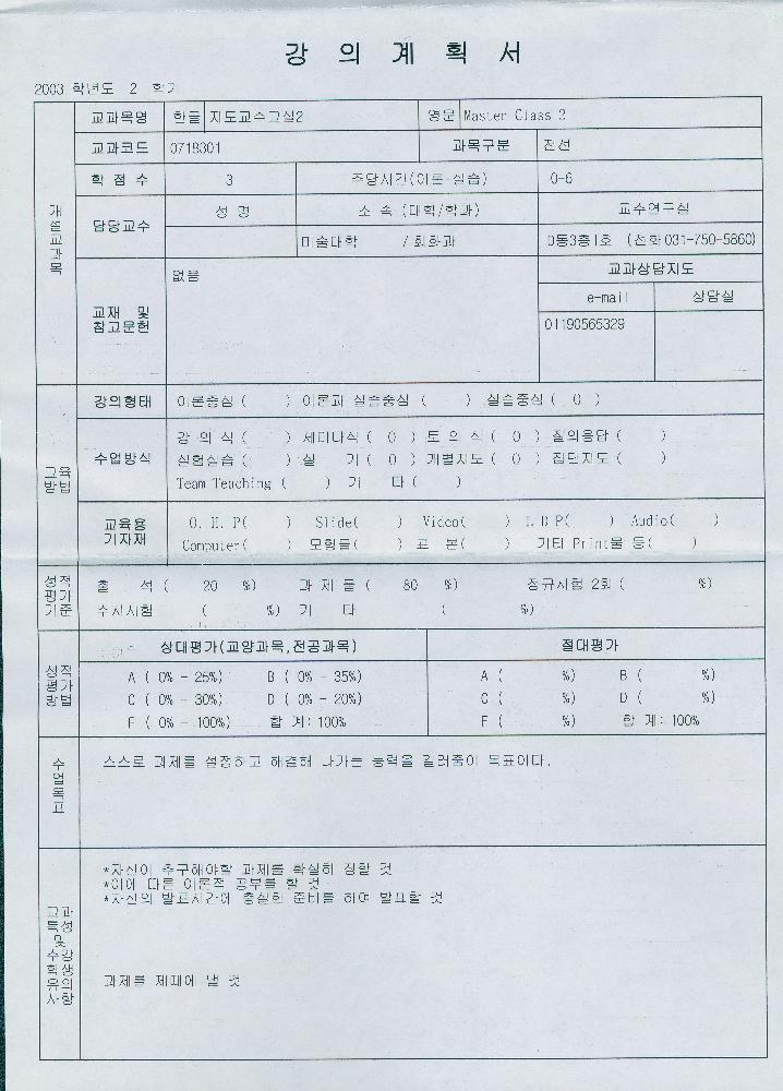 2003년 3월 4일부터 2004년 4월 4일까지 김용익 다이어리