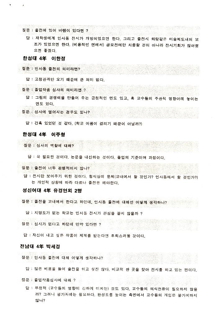 1999년 경원대학교 미술대학 졸업전시회 관련 「졸전이 밥 먹여주냐」