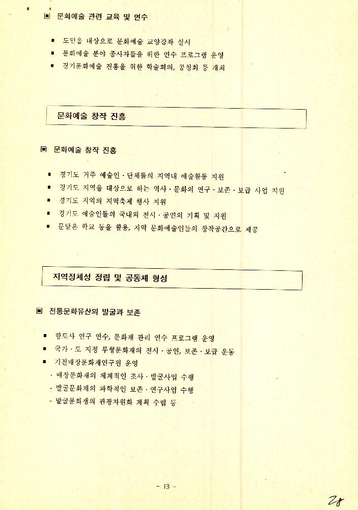 1999년 9월 2일 양평 문화예술 창작 활성화 사업 개발을 위한 회의 문서