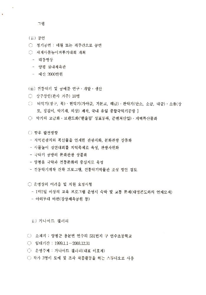 1999년 폐교를 활용한 창작스튜디오 조성 계획 문서 4