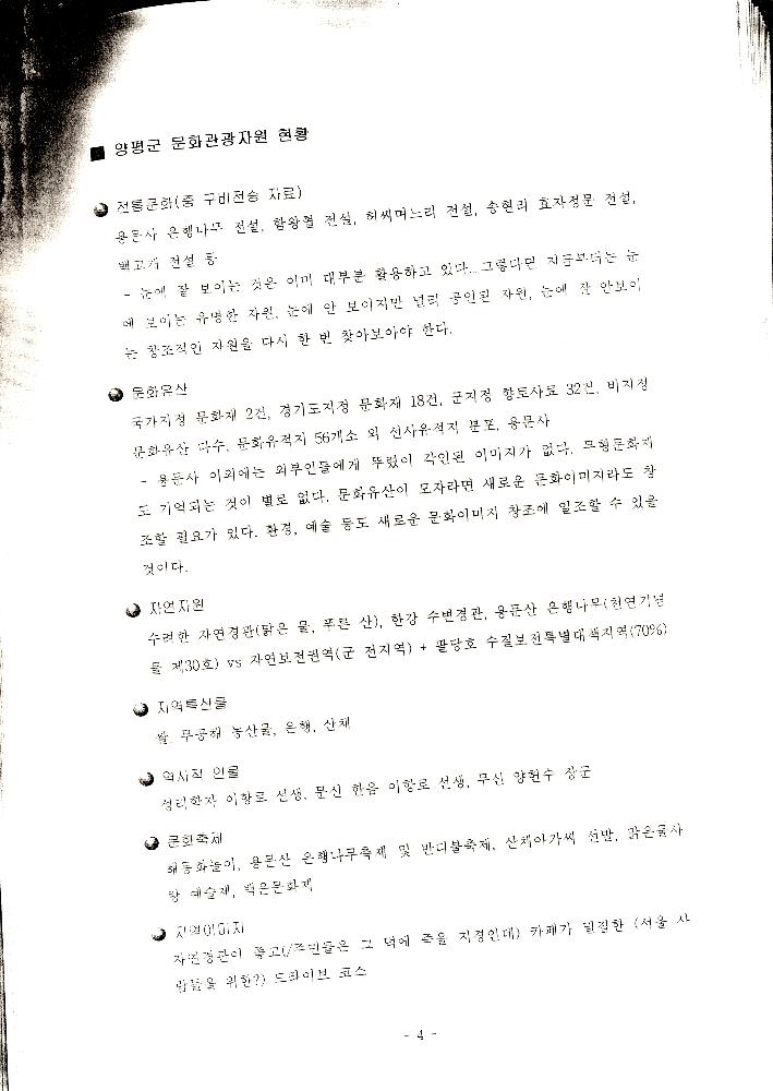 1999년 8월 「양평군 21세기 문화적 가치창출을 위한 연구 : 21세기 양평 문화정체성 및 축제론」 4