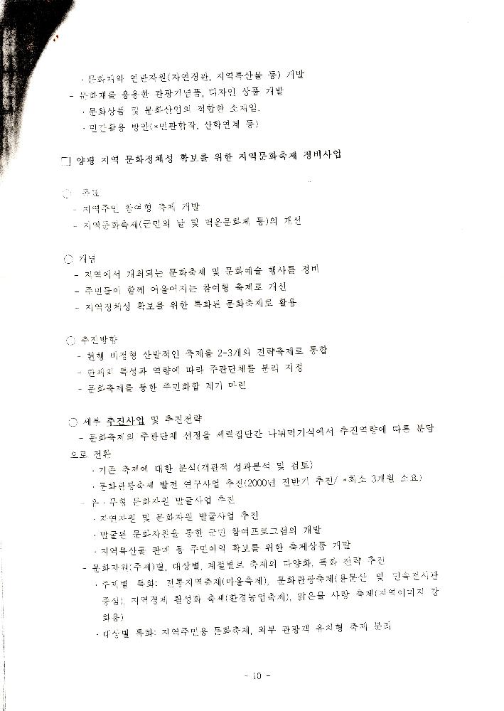 1999년 8월 「양평군 21세기 문화적 가치창출을 위한 연구 : 21세기 양평 문화정체성 및 축제론」