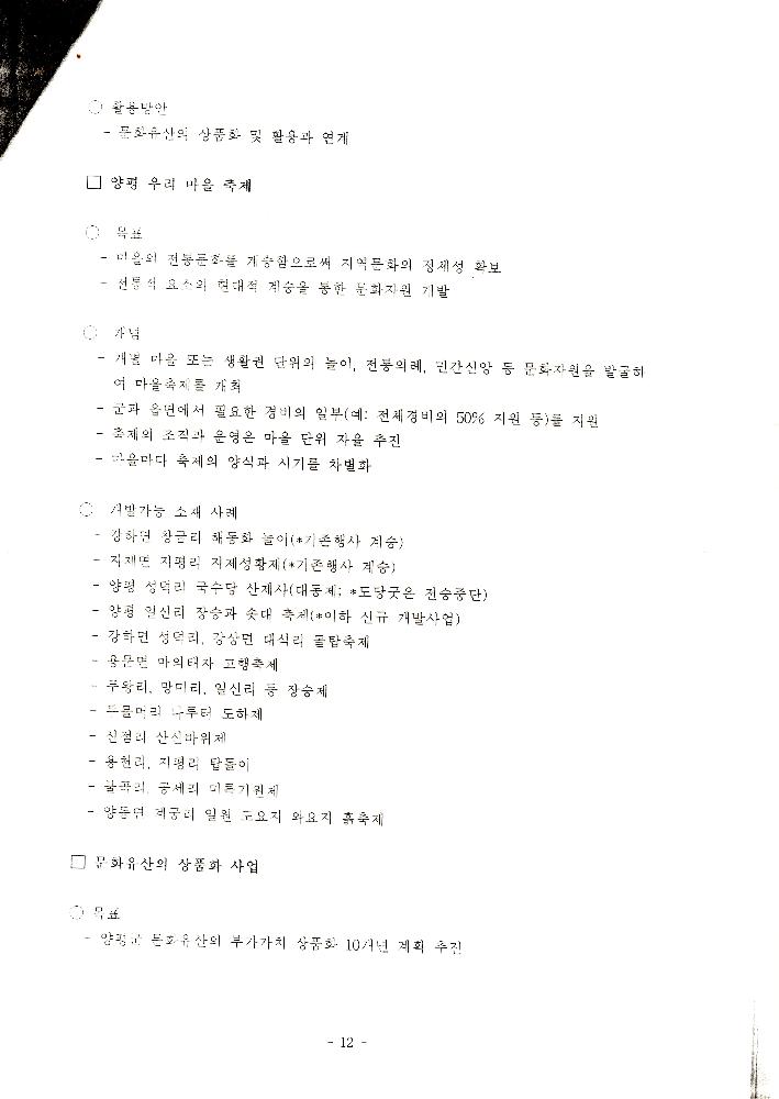 1999년 8월 「양평군 21세기 문화적 가치창출을 위한 연구 : 21세기 양평 문화정체성 및 축제론」