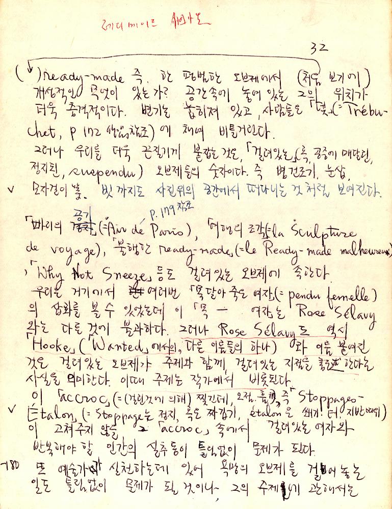 마르셀 뒤샹(Marcel Duchamp) 관련 김용익 노트