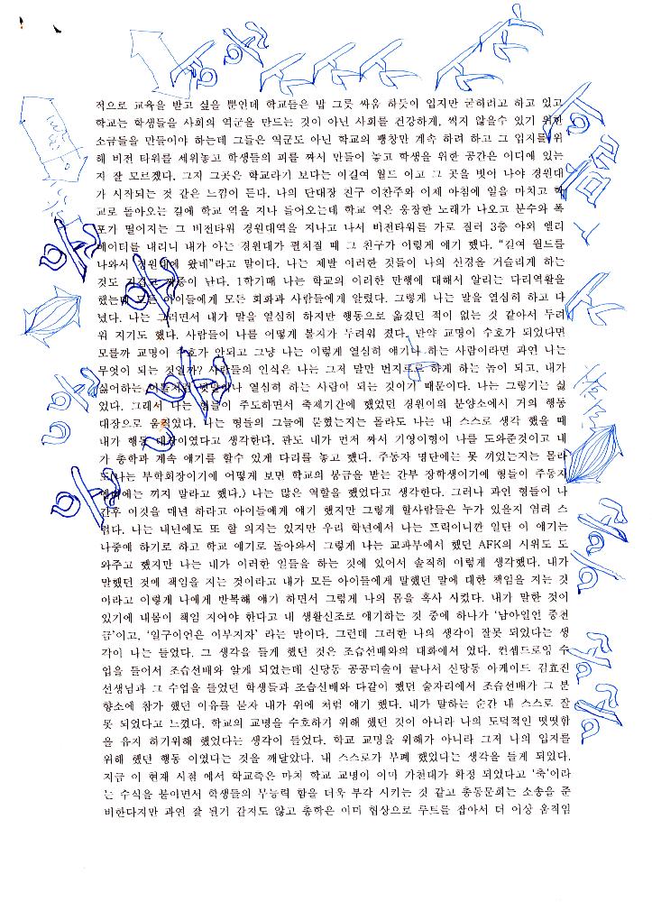 2009년 9월 3일부터 2001년 2월 16일까지 작성한 김용익 메모