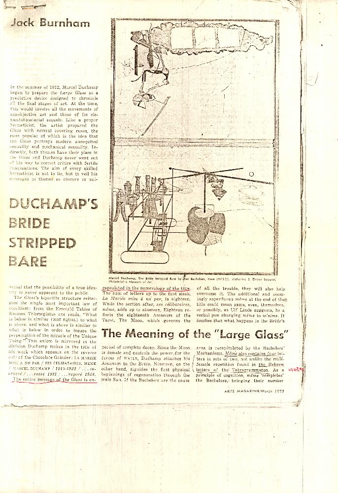 「Duchamp's Bride Stripped Bare」  『ARTS MAGAZINE : March 1972』 1