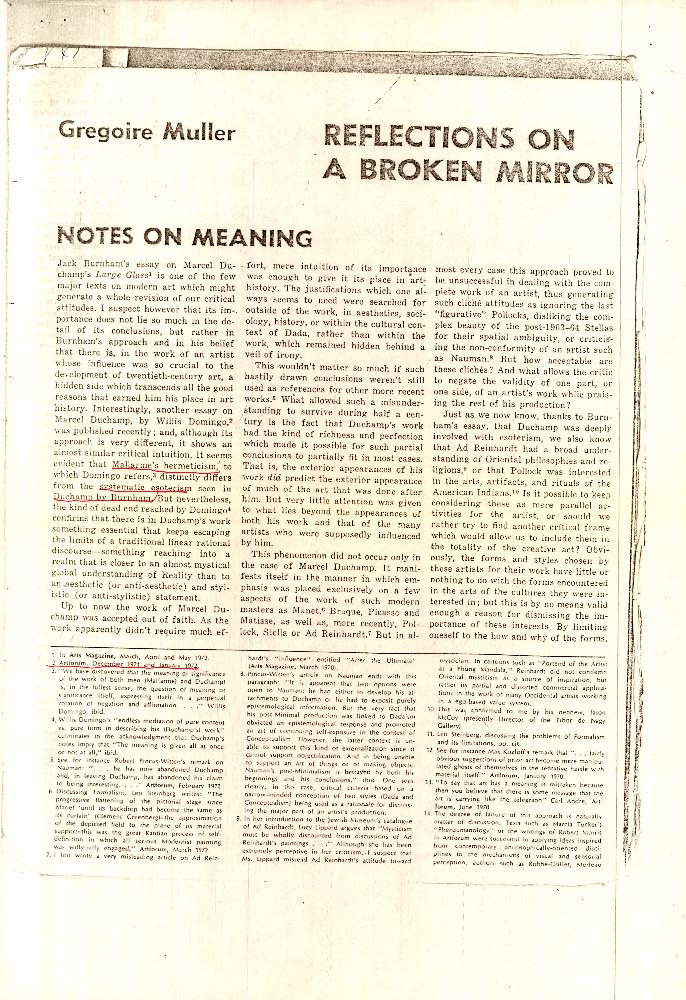 「Duchamp's Bride Stripped Bare」  『ARTS MAGAZINE : March 1972』