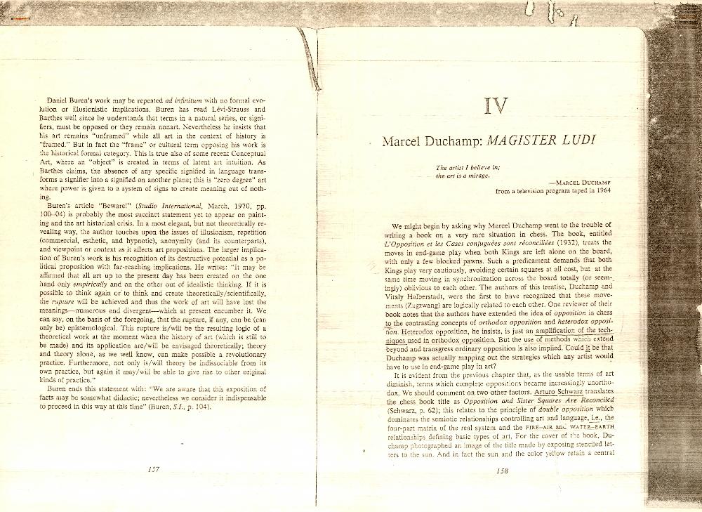 「IV. Marcel Duchamp: MAGISTER LUDI」 『The structure of art』 1