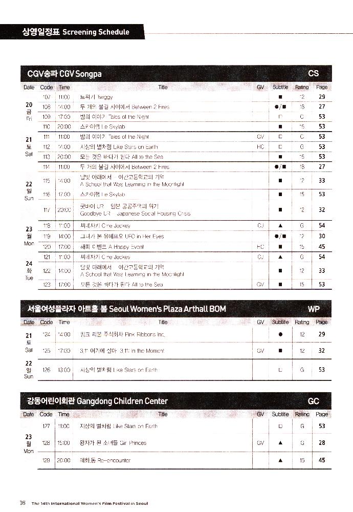 2012년 제14회 《서울국제여성영화제》 리플릿