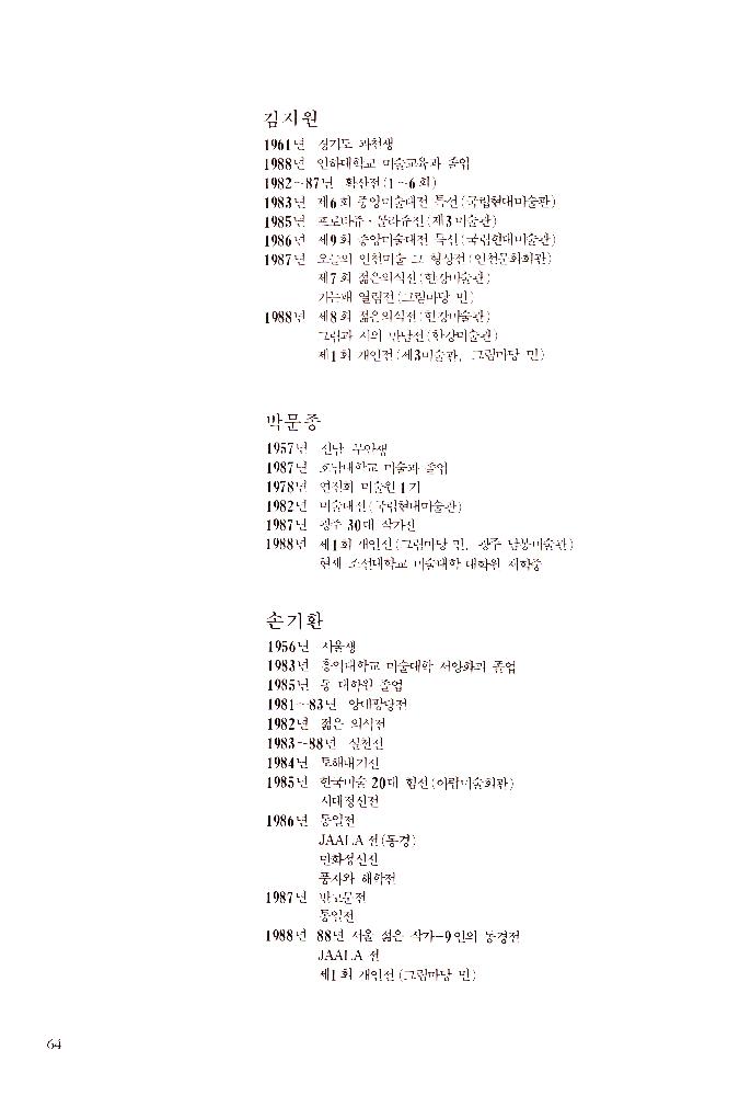 1989년 서울미술관 《'88년 문제작가 작품전》 도록