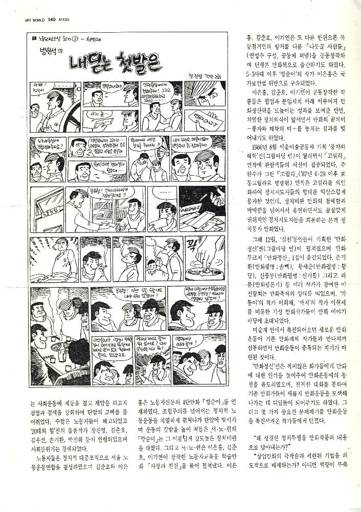 1992년 「80년代 미술운동」, 『미술세계』 라원식 연재