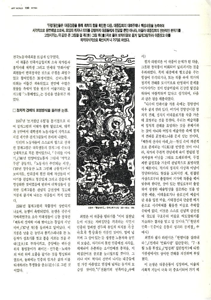 1992년 「80년代 미술운동」, 『미술세계』 라원식 연재