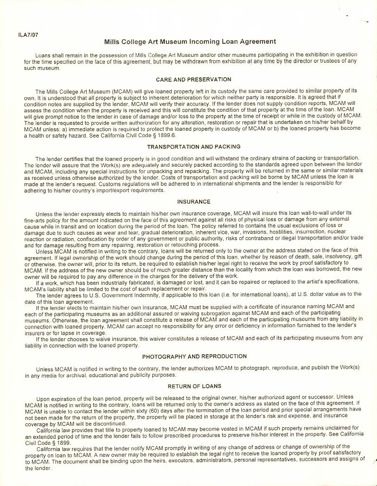 2008년 《The Offering Table: Activist Women Artists from Korea》 계약서 2