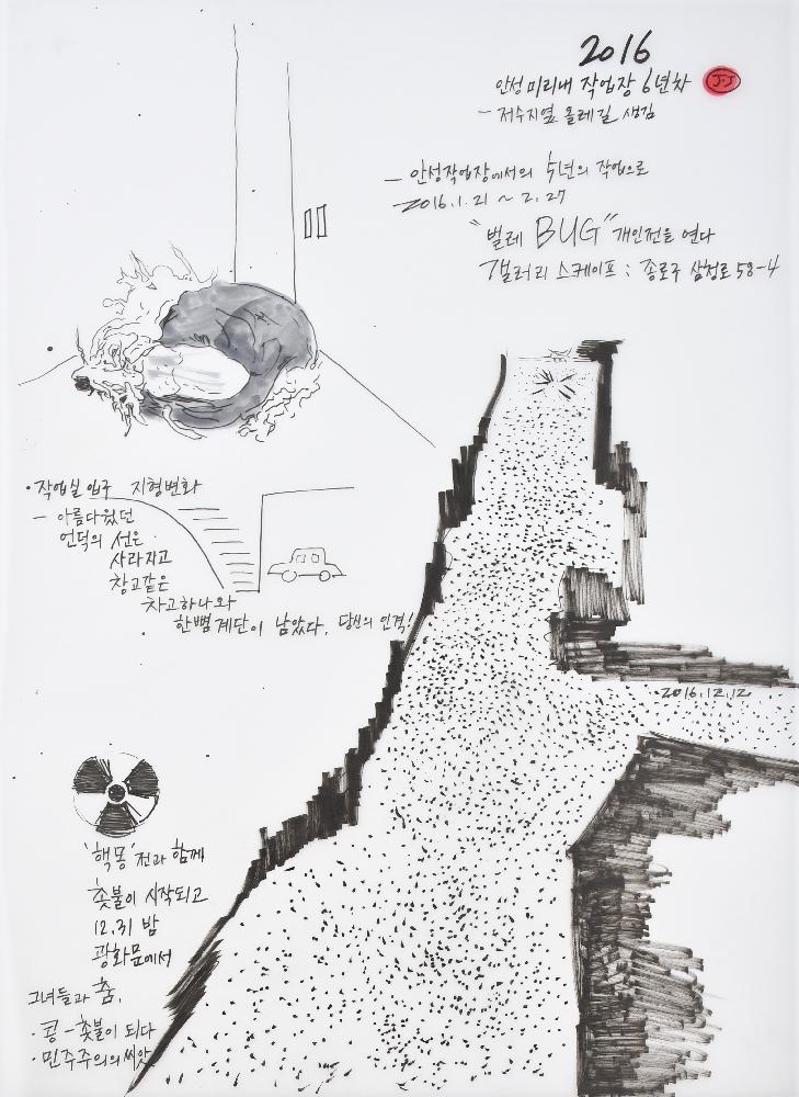 2016년 〈나의 작업실 변천사_2016〉 드로잉