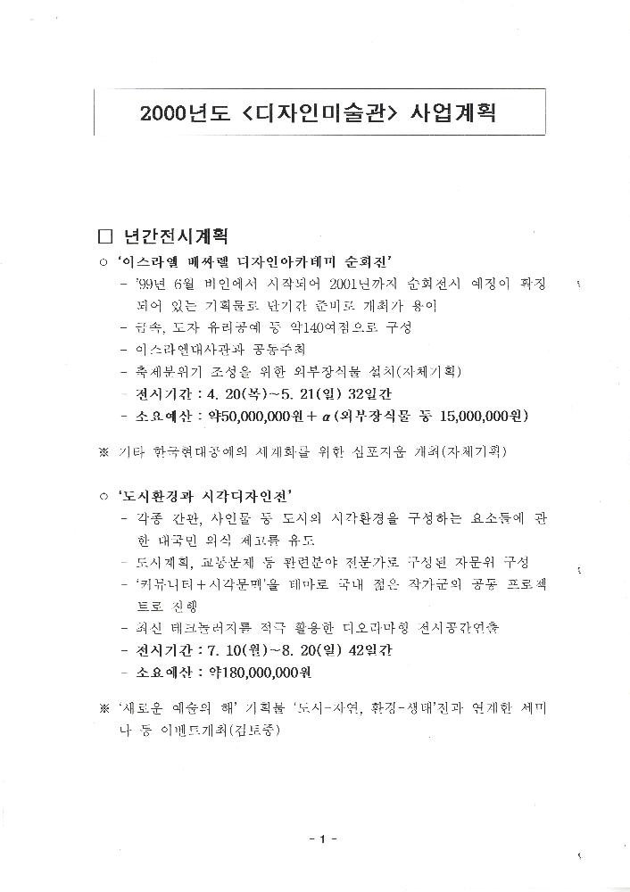 2000년 '디자인미술관' 운영위원회 문서