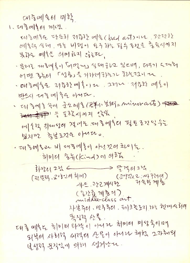 대중예술에 대한 김정헌 메모 3