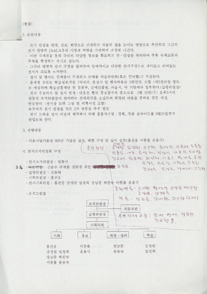 《KOREA + JAALA전》 기획위원회 회의록 2