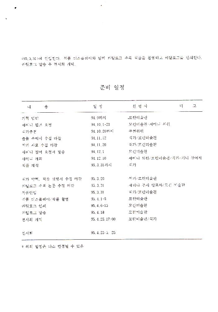 모란미술관 《한국미술과 프리미티비즘전》 팩스 문서 4