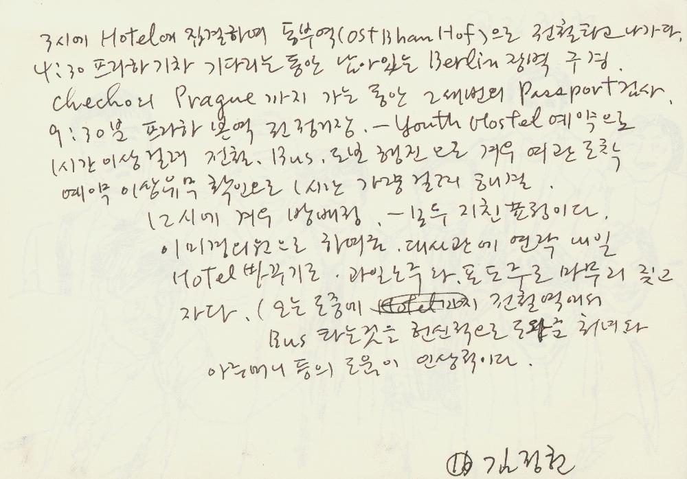 1999년 김정헌 유럽여행 일기 및 드로잉