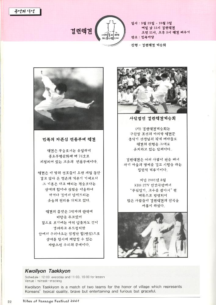 2001년 《세계 통과의례 페스티벌》 팸플릿