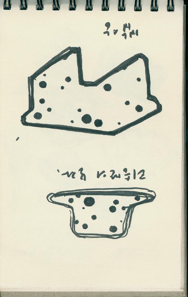 김정헌의 작가노트_까치, 무궁화, 모자, 밥상 등의 사물 드로잉 및 메모
