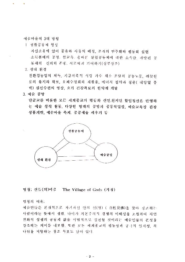 2004년 8월 예술마을 기획 시안(가칭; 신들마을) 6