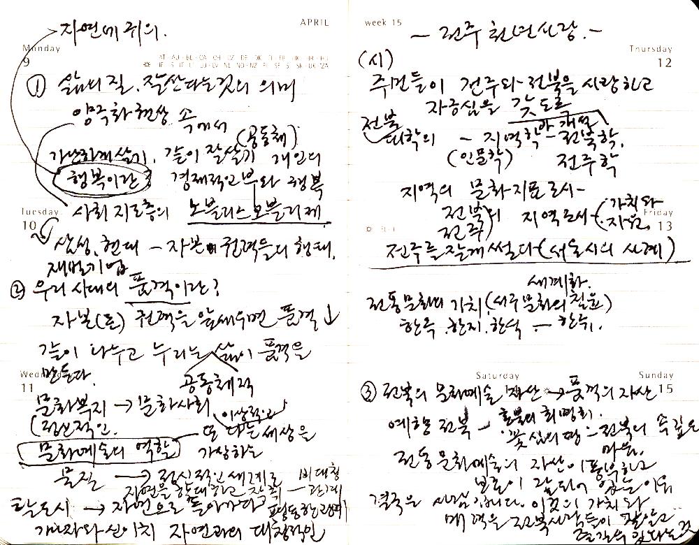 2012년 김정헌의 작가노트_문화, 문래, 마을 관련 메모 및 드로잉