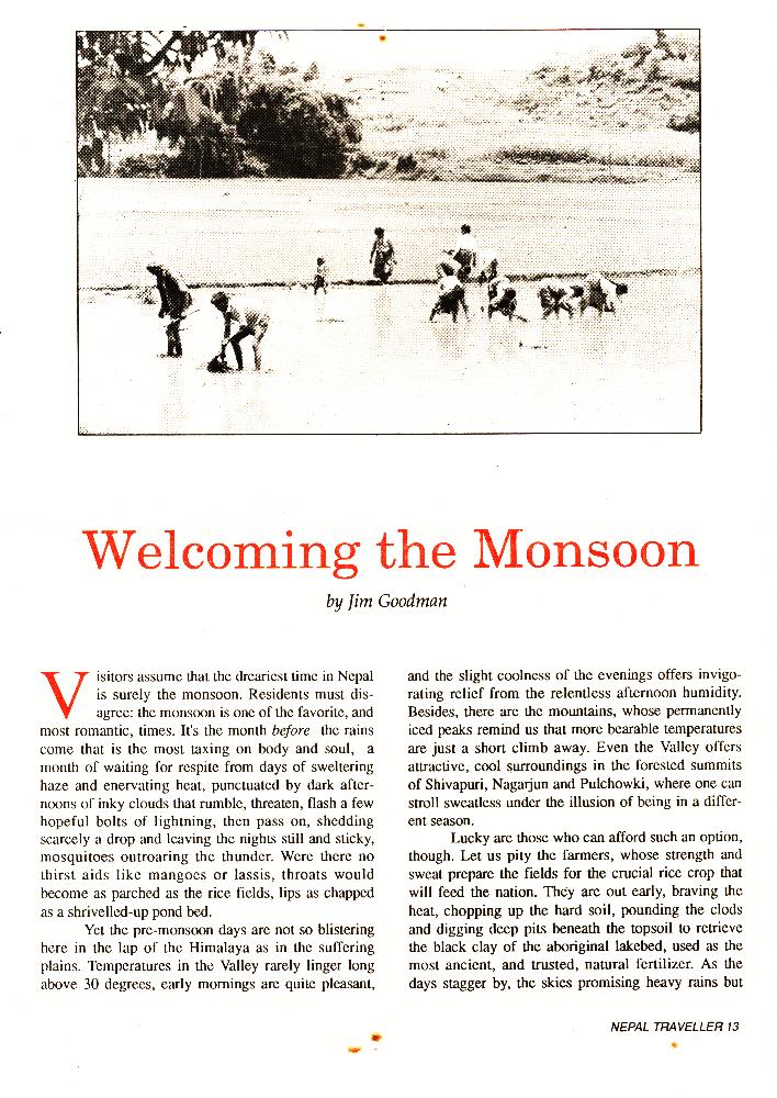 잡지 『NEPAL TRAVELLER』의 기사 「Welcoming the Monsoon」 1