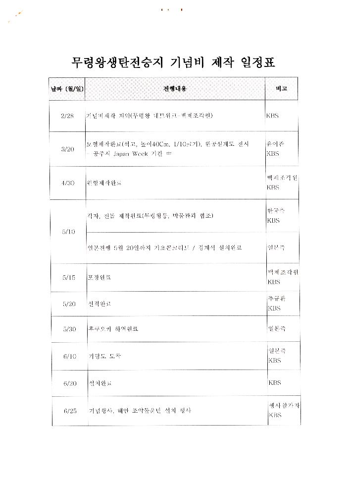 무령왕 기념비 캐드 도면 및 제작 일정표 6