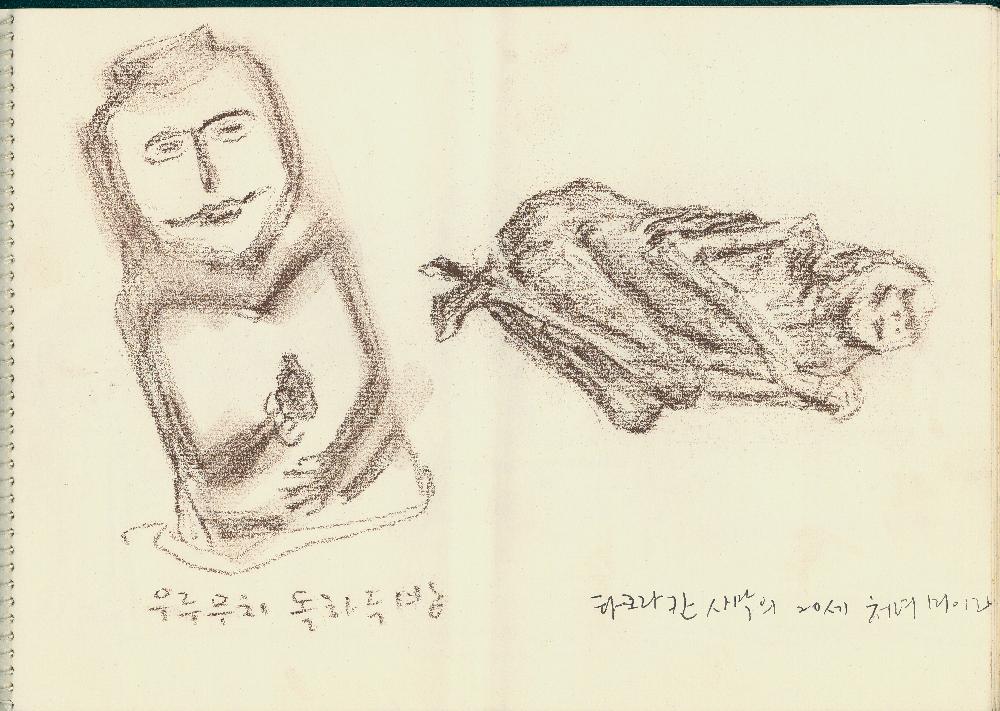 김정헌의 작가노트_중국 여행, <일어나는 땅>, 새 관련 드로잉 5
