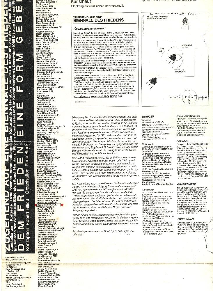 1985년 《Internationale Biennale des Friedens》 관련 자료 1