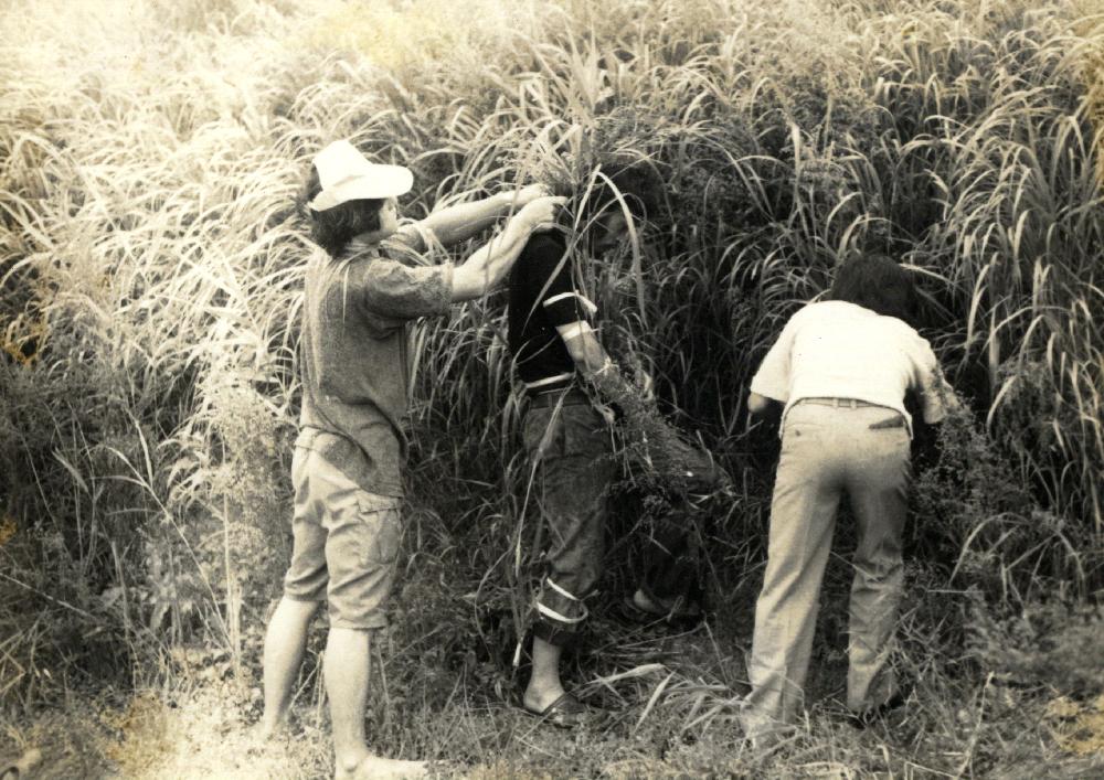 1981년 공주 금강에서의 〈온몸에 풀 꽂고 걷기〉 사진 7