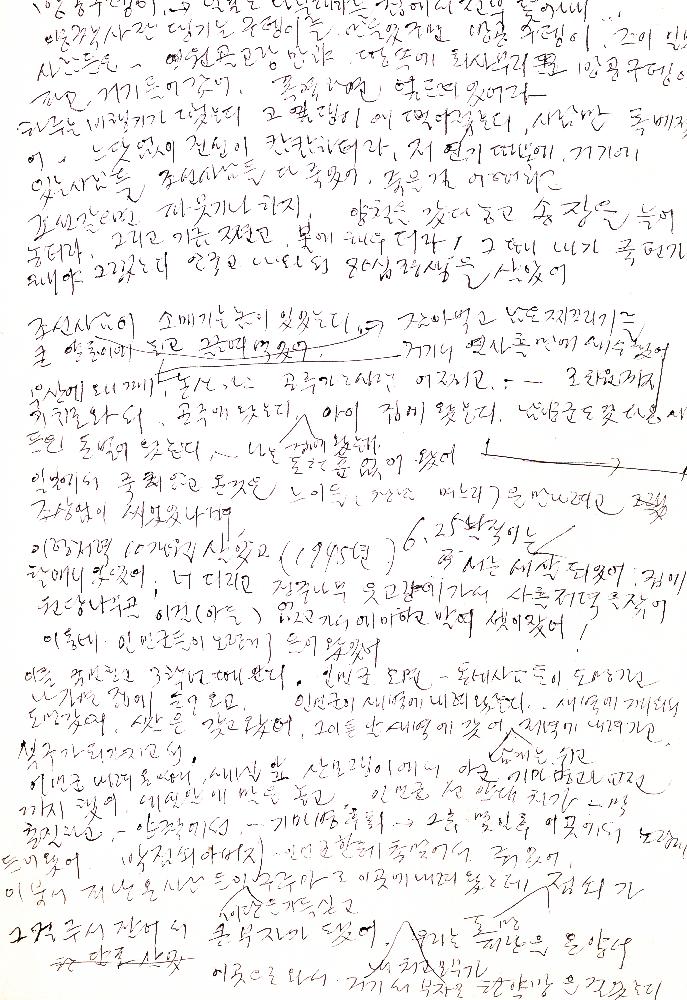 2001년 《예술과 마을》도록 제작을 위한 인터뷰를 기록한 자필 문서 3