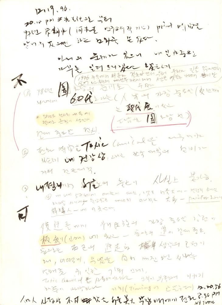1996년부터 1997년까지 김차섭 구상노트