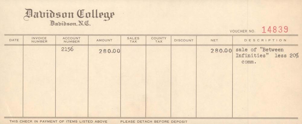 〈Between Infinities〉 판매 영수증 1
