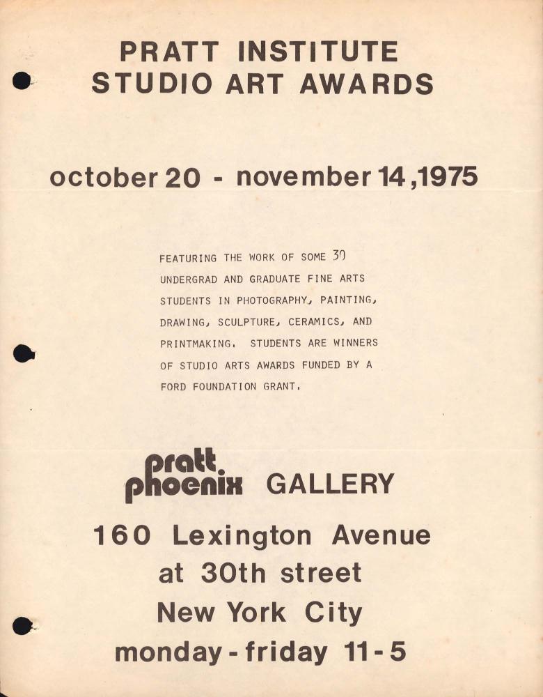 1975년 《Pratt Institute Studio Art Awards》 홍보물 1