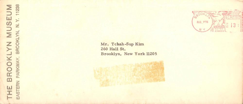 1976년 8월 9일 Brooklyn Museum의 Dorothy Weiss가 김차섭에게 보낸 서신 1