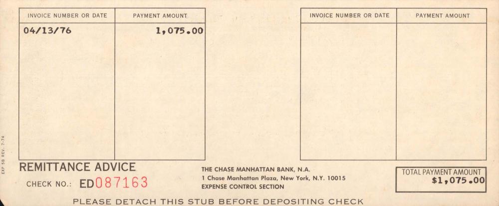 THE CHASE MANHATTAN BANK, N.A. 수표 지급 명세서 1