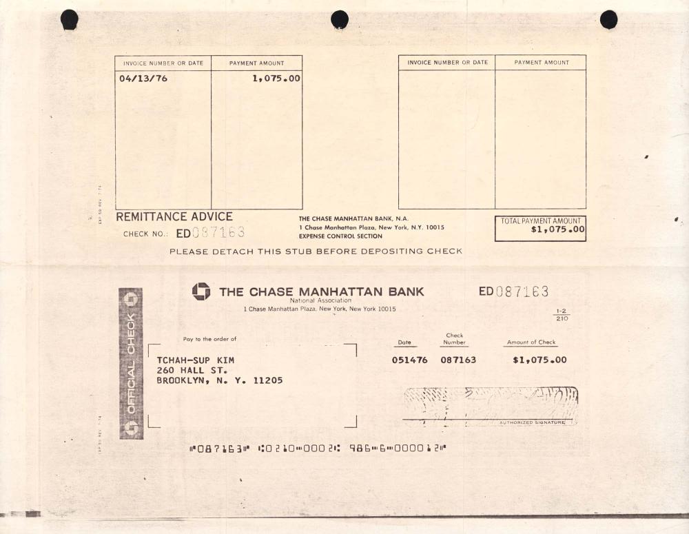 THE CHASE MANHATTAN BANK, N.A. 수표 지급 명세서 2