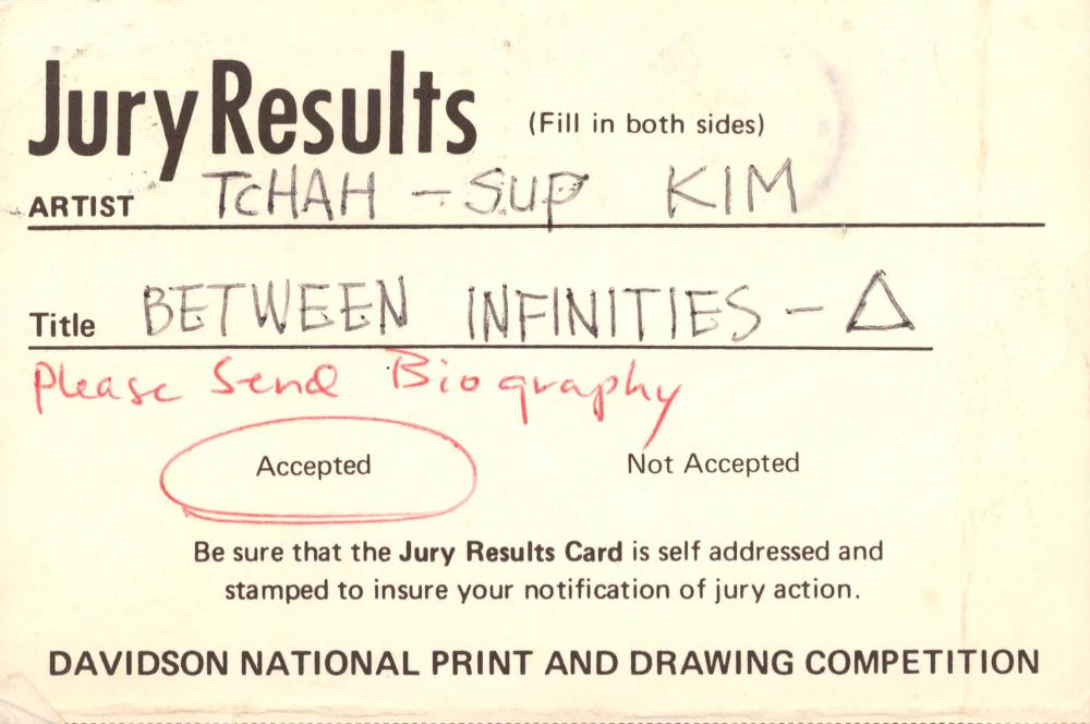 Davidson National Print and Drawing Competition의 심사 결과 카드 1