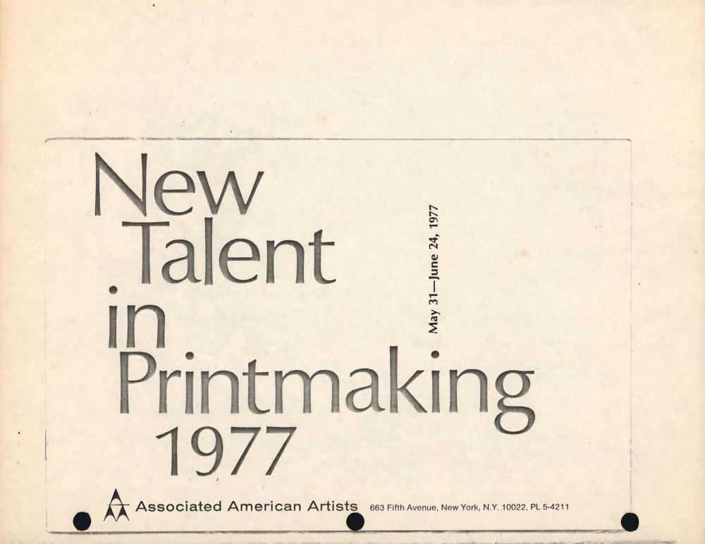 1977년 Associated American Artists 《New Talent in Printmaking 1977》 리플릿 스크랩 1