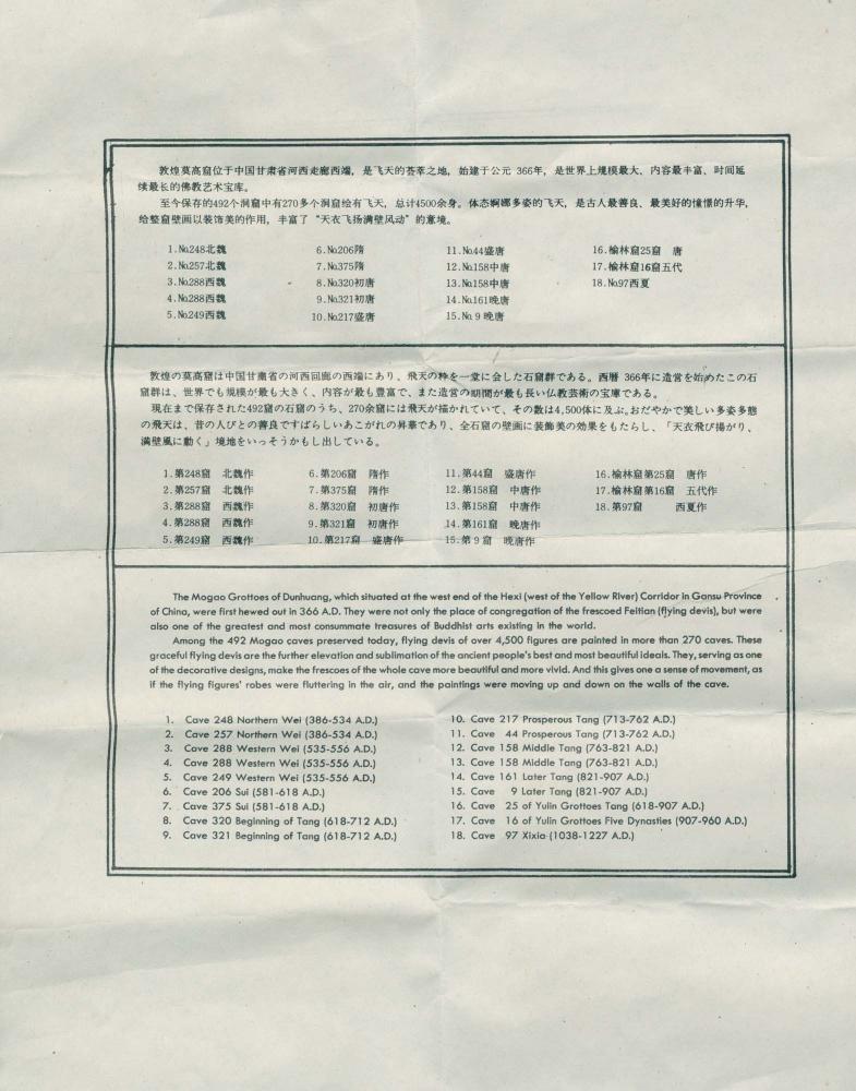 김명희가 수집한 중국 돈황벽화 관련 팸플릿