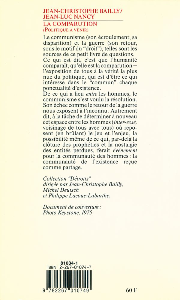 『LA COMPARUTION : Politique à venir』 3